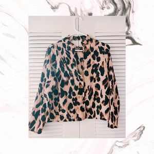 Leopard print long sleeve blouse